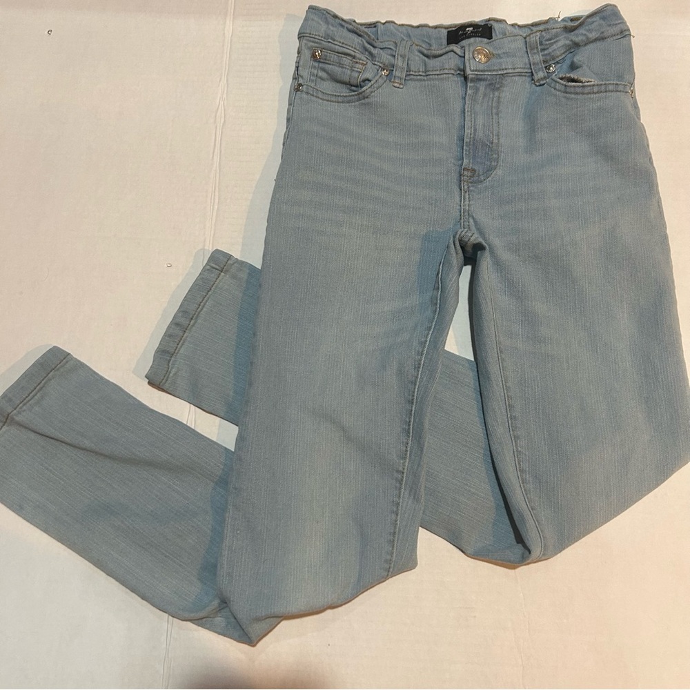 7‎ For All Mankind The Slimmy Skinny Jeans Light Blue Waist 25" Mid-Rise Stretch